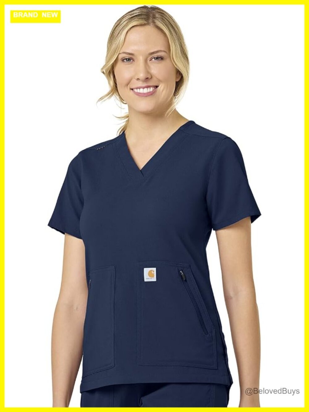 Women's Rugged Flex V-Neck Scrub Top with 4 Pockets